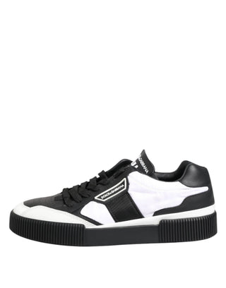 Schwarz-weiße MIAMI Low-Top-Sneakers aus Leder