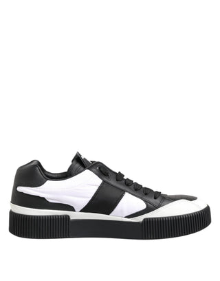 Schwarz-weiße MIAMI Low-Top-Sneakers aus Leder