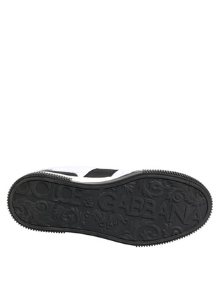 Schwarz-weiße MIAMI Low-Top-Sneakers aus Leder
