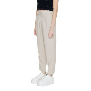 Beige Linen Casual Pants