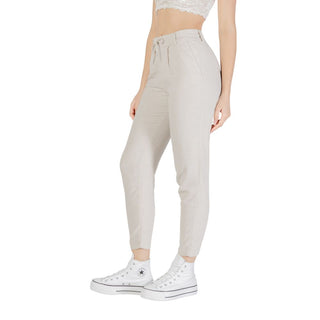 Beige Leinen Freizeithose