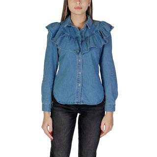 Blaue Baumwollbluse
