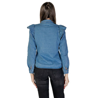 Blaue Baumwollbluse