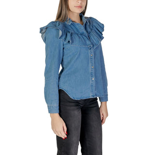Blaue Baumwollbluse
