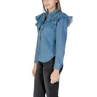 Blaue Baumwollbluse