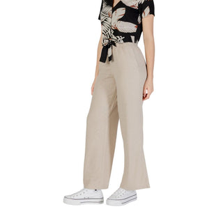 Beige Leinen Freizeithose