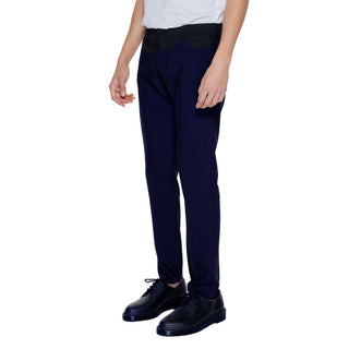 Pantalones de vestir de poliéster azul