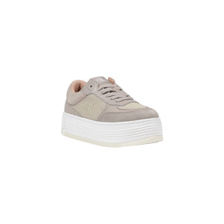Beige recycelte Baumwoll-Plateau-Sneaker