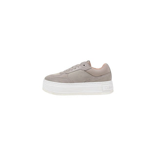 Beige recycelte Baumwoll-Plateau-Sneaker