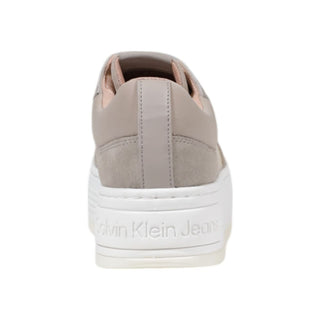 Beige recycelte Baumwoll-Plateau-Sneaker