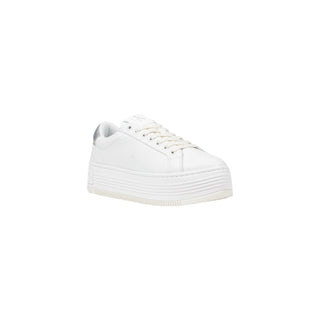 Silver Leather Platform Sneakers