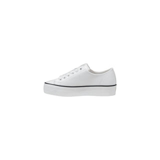 Schwarz-weiße Plateau-Sneaker aus Leder