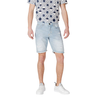 Hellblaue Bermuda-Shorts aus Baumwolle