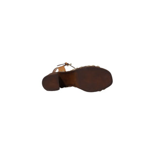 Beige Leather Platform Sandals