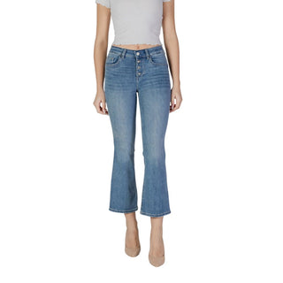 Blaue Baumwoll-Bootcut-Jeans