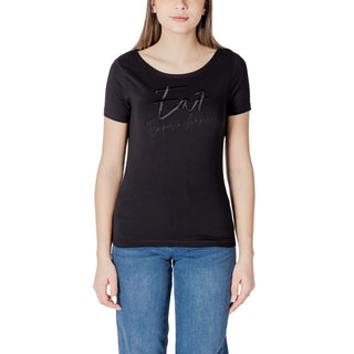 Schwarzes Baumwoll-T-Shirt