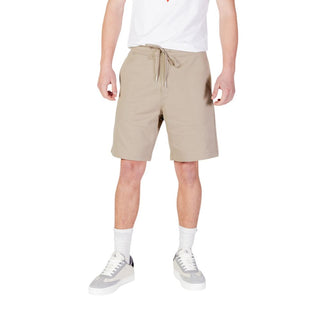 Beige Baumwoll-Bermudashorts