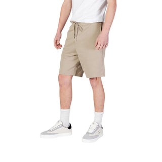 Beige Baumwoll-Bermudashorts