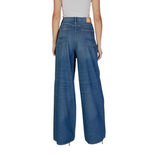 Blaue Baumwoll-Bootcut-Jeans