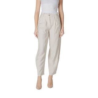 Beige Viskose Freizeithose