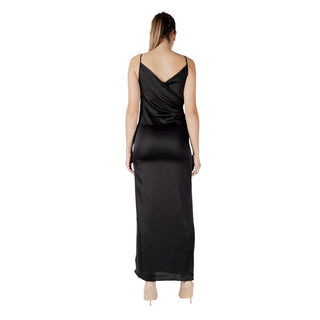 Schwarzes langes Kleid aus recyceltem Polyester