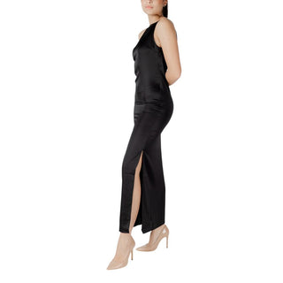 Schwarzes langes Kleid aus recyceltem Polyester