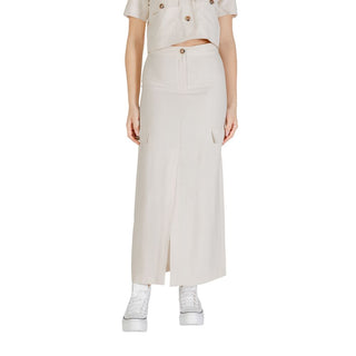 Falda larga beige de viscosa
