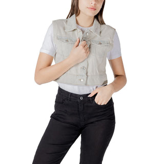 Chaqueta sin mangas azul claro de algodón