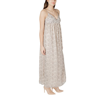 Beige Recycled Polyester Long Dress