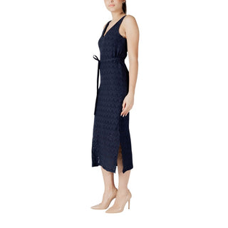 Vestido midi azul de poliéster reciclado