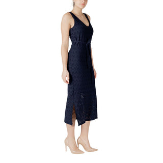 Vestido midi azul de poliéster reciclado