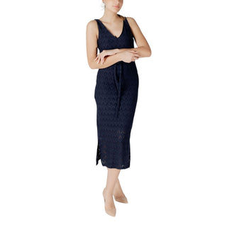Vestido midi azul de poliéster reciclado