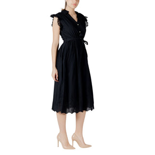Black Cotton Midi Dress