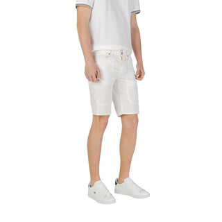 Weiße Baumwoll-Bermudashorts