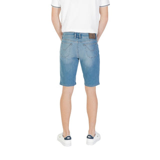 Hellblaue Bermuda-Shorts aus Baumwolle