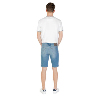 Hellblaue Bermuda-Shorts aus Baumwolle