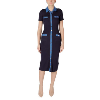 Blaues Viskose-Maxikleid