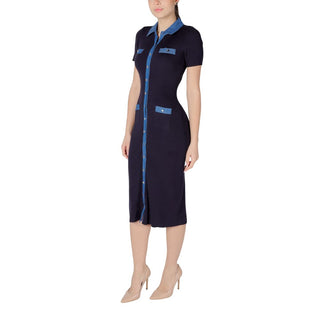 Blaues Viskose-Maxikleid