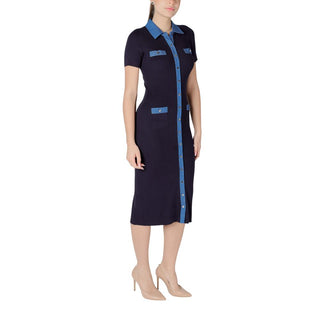Blaues Viskose-Maxikleid
