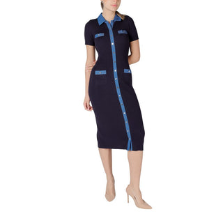 Blaues Viskose-Maxikleid