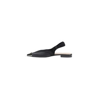 Black Leather Flat Sandals