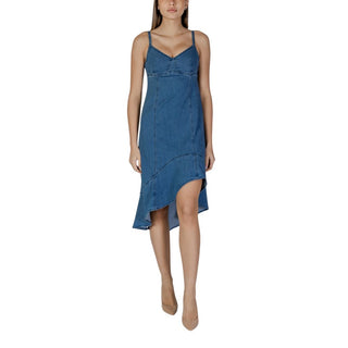 Langes Baumwollkleid in Blau