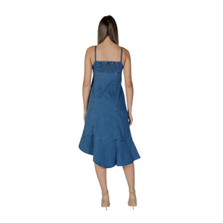 Langes Baumwollkleid in Blau