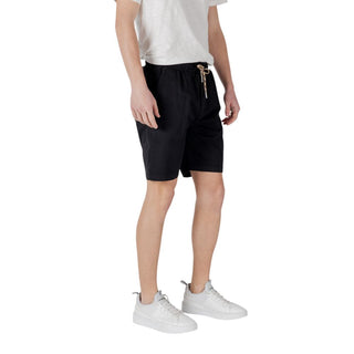 Schwarze Baumwoll-Bermudashorts