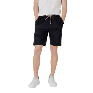 Schwarze Baumwoll-Bermudashorts