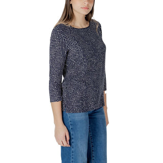 Blaues Viskose-Langarmshirt