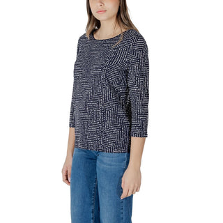 Blaues Viskose-Langarmshirt