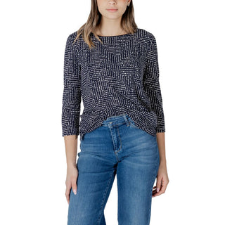 Blaues Viskose-Langarmshirt