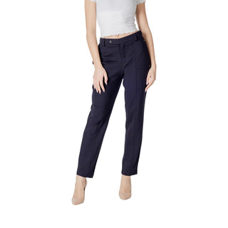Blue Viscose Casual Pants