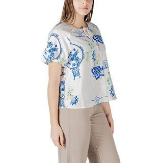 Camisa blanca de viscosa de manga corta